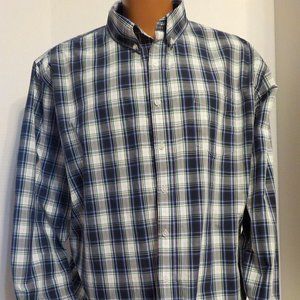 Croft & Barrow Men's L/S Button Front Shirt~ Blue/ Green Plaid Size XXL